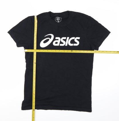 ASICS Womens Black Small Basic Sports Logo Cotton T-Shirt