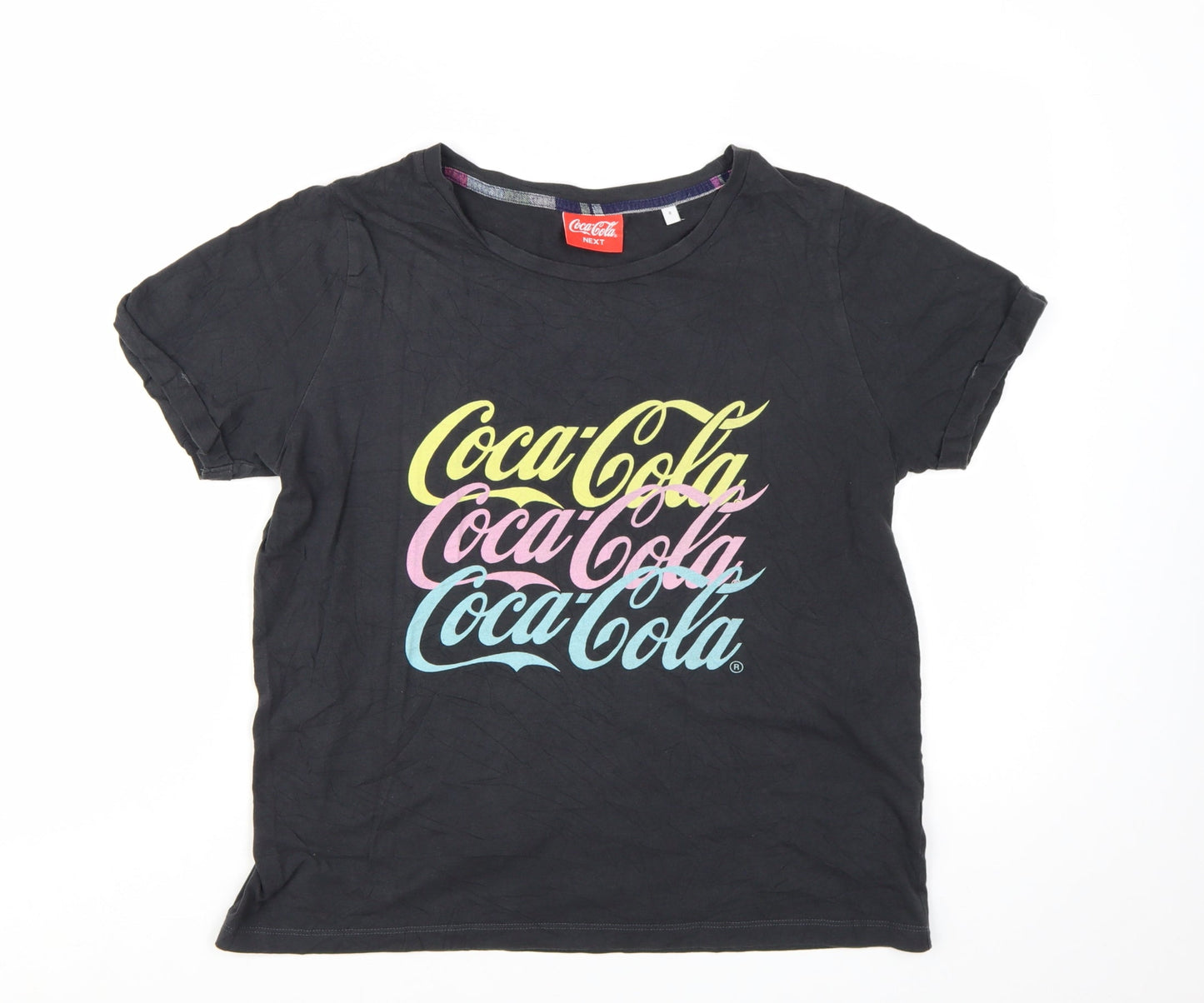 Next Coca-Cola Womens Black Cotton T-Shirt Size 8 Short Sleeve