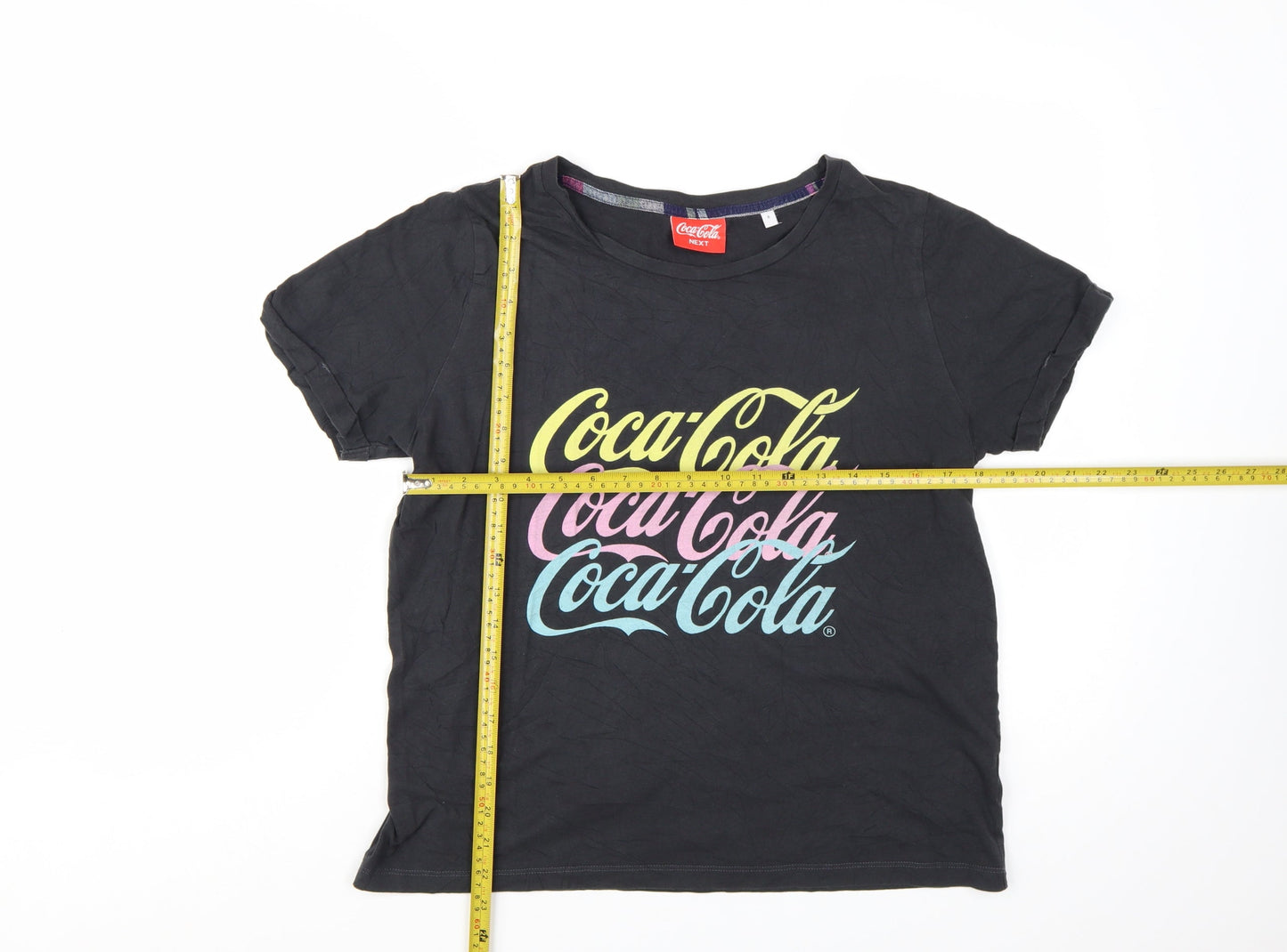 Next Coca-Cola Womens Black Cotton T-Shirt Size 8 Short Sleeve