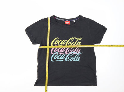 Next Coca-Cola Womens Black Cotton T-Shirt Size 8 Short Sleeve