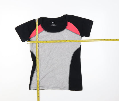 Training Zone Womens Grey Black Pink Activewear T-Shirt Size 10