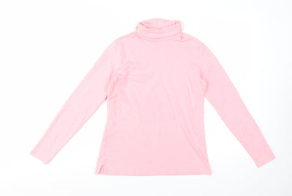 Lands' End Women’s Pink Roll Neck Long Sleeve T-Shirt Size L