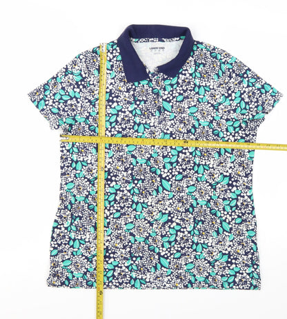 Lands' End Women's Multicoloured Floral Polo Shirt UK M