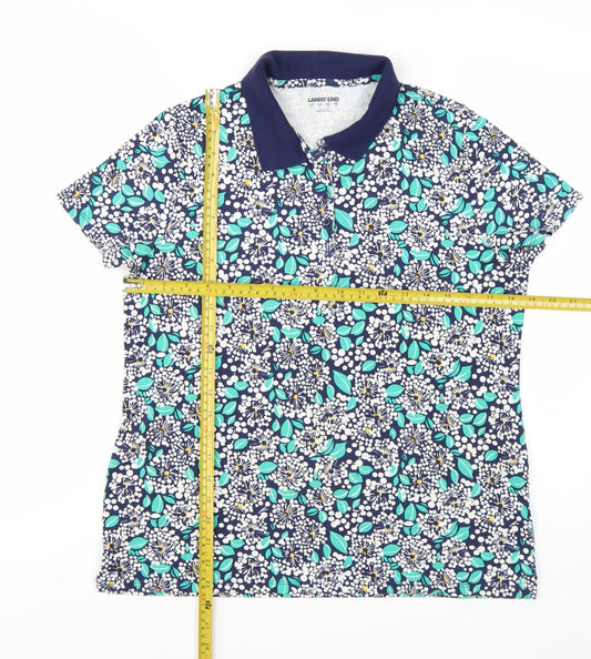 Lands' End Women's Multicoloured Floral Polo Shirt UK M