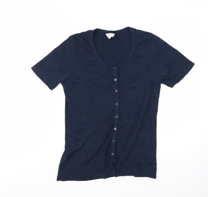 Cotton Traders Women’s Blue Size 10 Button-Up Short Sleeve Top