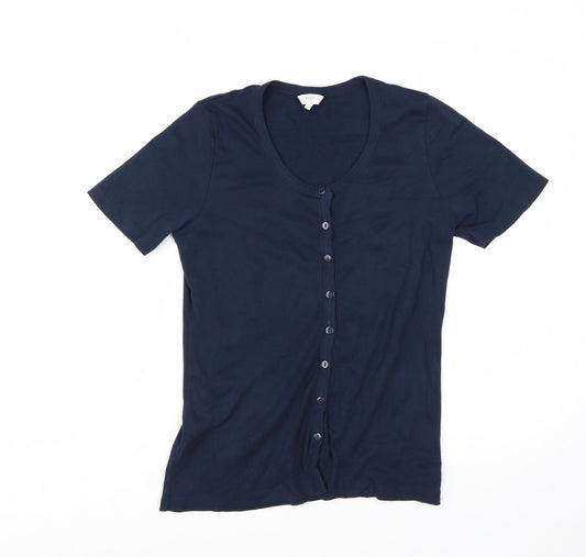 Cotton Traders Women’s Blue Size 10 Button-Up Short Sleeve Top