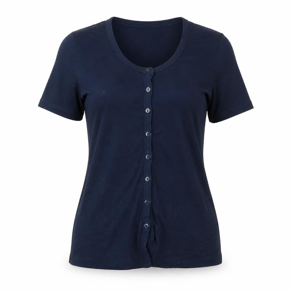 Cotton Traders Women’s Blue Size 10 Button-Up Short Sleeve Top