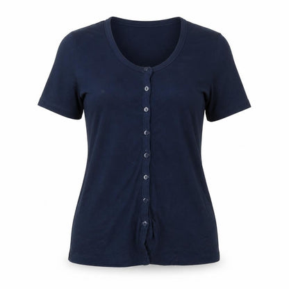 Cotton Traders Women’s Blue Size 10 Button-Up Short Sleeve Top