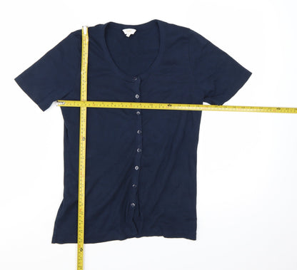 Cotton Traders Women’s Blue Size 10 Button-Up Short Sleeve Top
