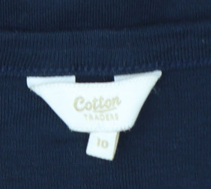 Cotton Traders Women’s Blue Size 10 Button-Up Short Sleeve Top
