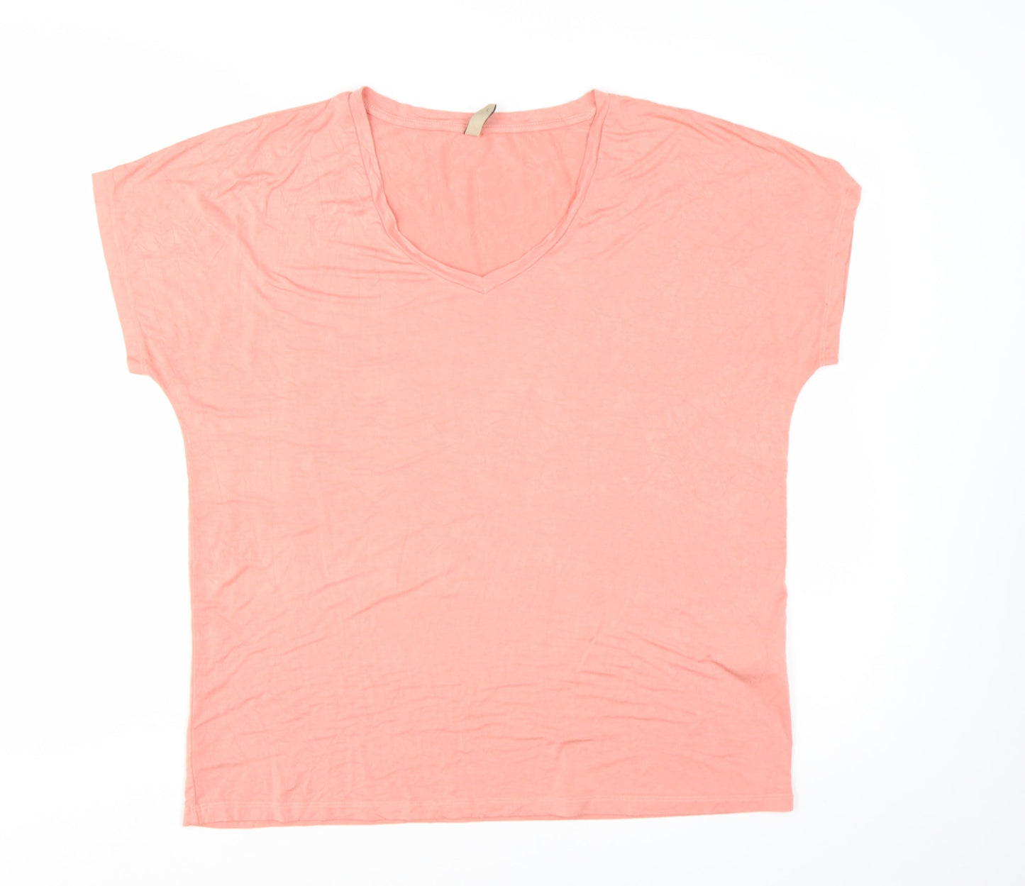 Soyaconcept Women’s Pink V-Neck Short Sleeve Basic T-Shirt L