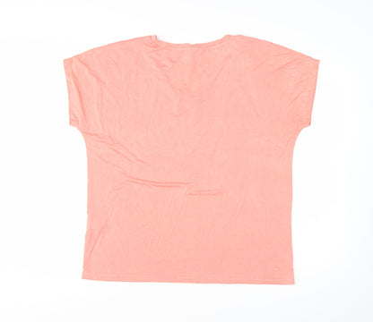 Soyaconcept Women’s Pink V-Neck Short Sleeve Basic T-Shirt L