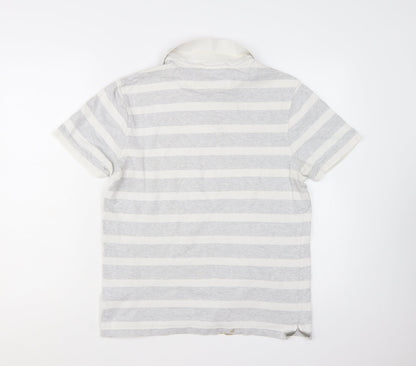 Hammond & Co Men’s Grey Striped Cotton Polo Shirt Medium