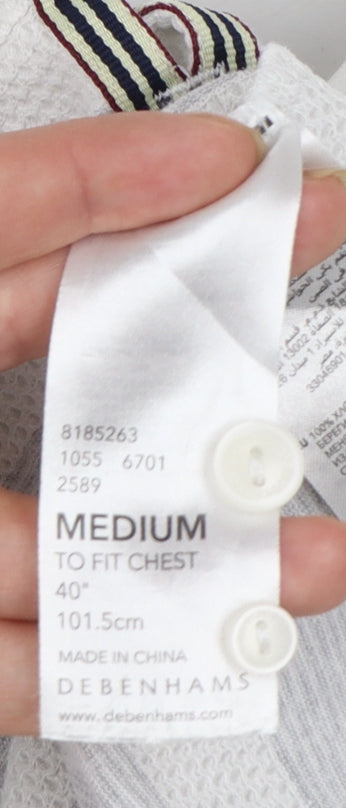 Hammond & Co Men’s Grey Striped Cotton Polo Shirt Medium