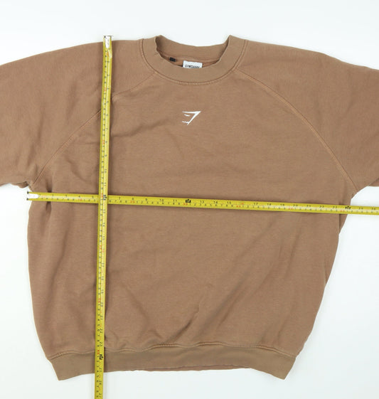 Gymshark Men's Brown Pullover Sweatshirt M Regular Fit Crew Neck