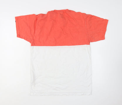 Vans Men's Red and White Colourblock Classic Fit T-Shirt Medium