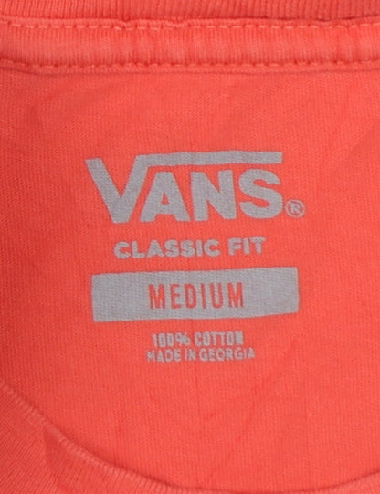 Vans Men's Red and White Colourblock Classic Fit T-Shirt Medium