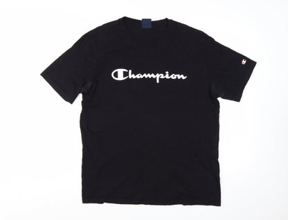 Champion Men’s Black Large Graphic Logo Cotton T-Shirt