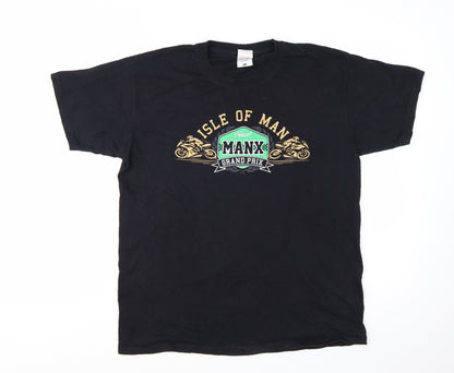 Fruit of the Loom Men's Black Isle of Man Grand Prix Graphic T-Shirt L