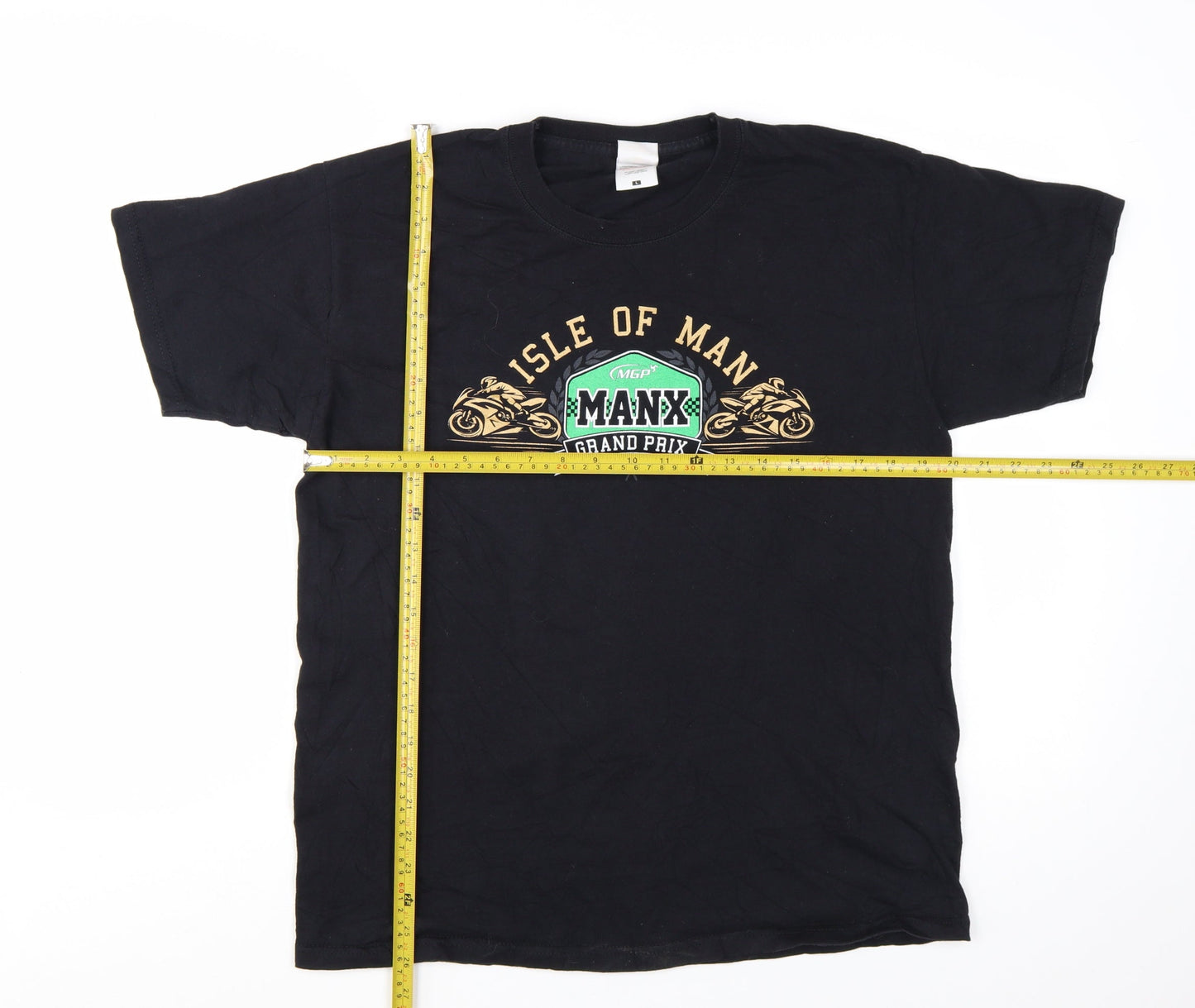 Fruit of the Loom Men's Black Isle of Man Grand Prix Graphic T-Shirt L