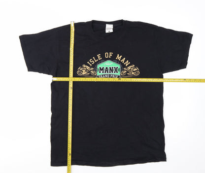 Fruit of the Loom Men's Black Isle of Man Grand Prix Graphic T-Shirt L