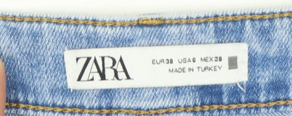 ZARA Women Blue Wide-Leg High Rise Denim Jeans Size 8