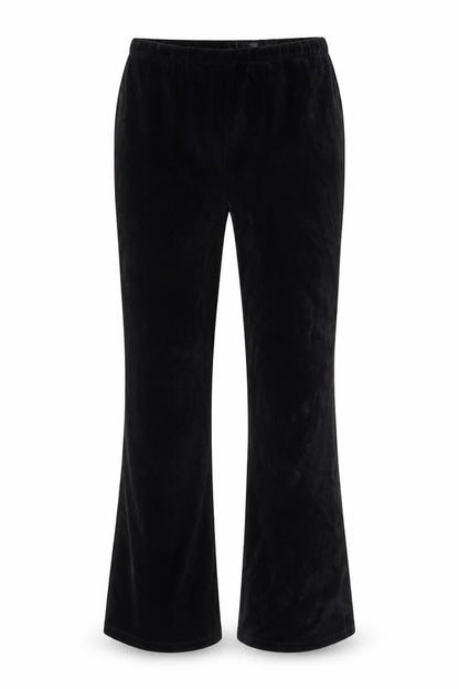 Topshop Women Black Velvet Wide-Leg Trousers Size 8