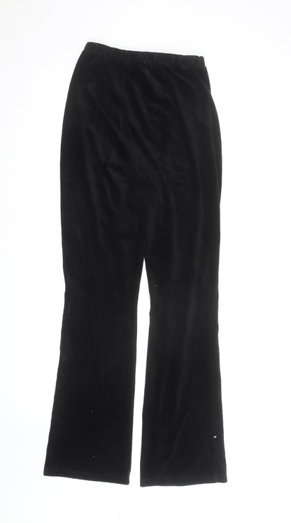 Topshop Women Black Velvet Wide-Leg Trousers Size 8