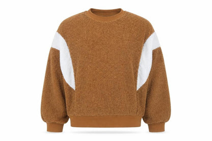 QED London Men's Brown Crew Neck Fleece Jumper M/L Relaxed Fit