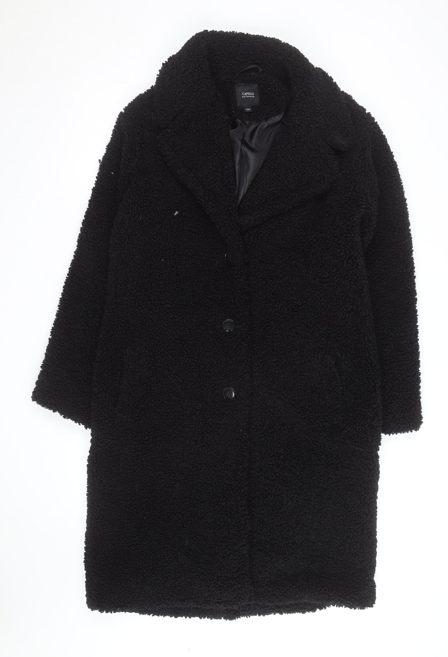 Capsule Outerwear Women's Black Long Teddy Coat Size 10