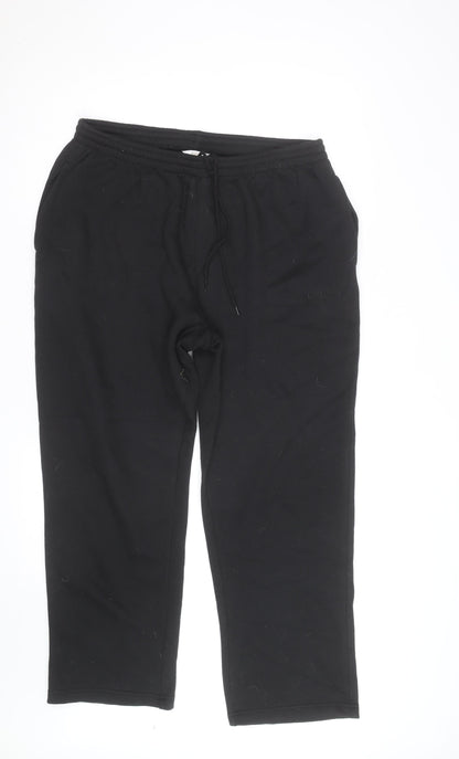Cotton Traders Mens Black XL Sweatpants Fleece Regular Fit Activewear