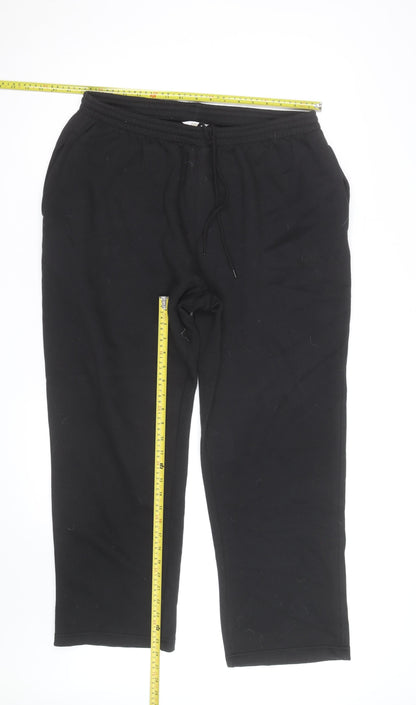 Cotton Traders Mens Black XL Sweatpants Fleece Regular Fit Activewear