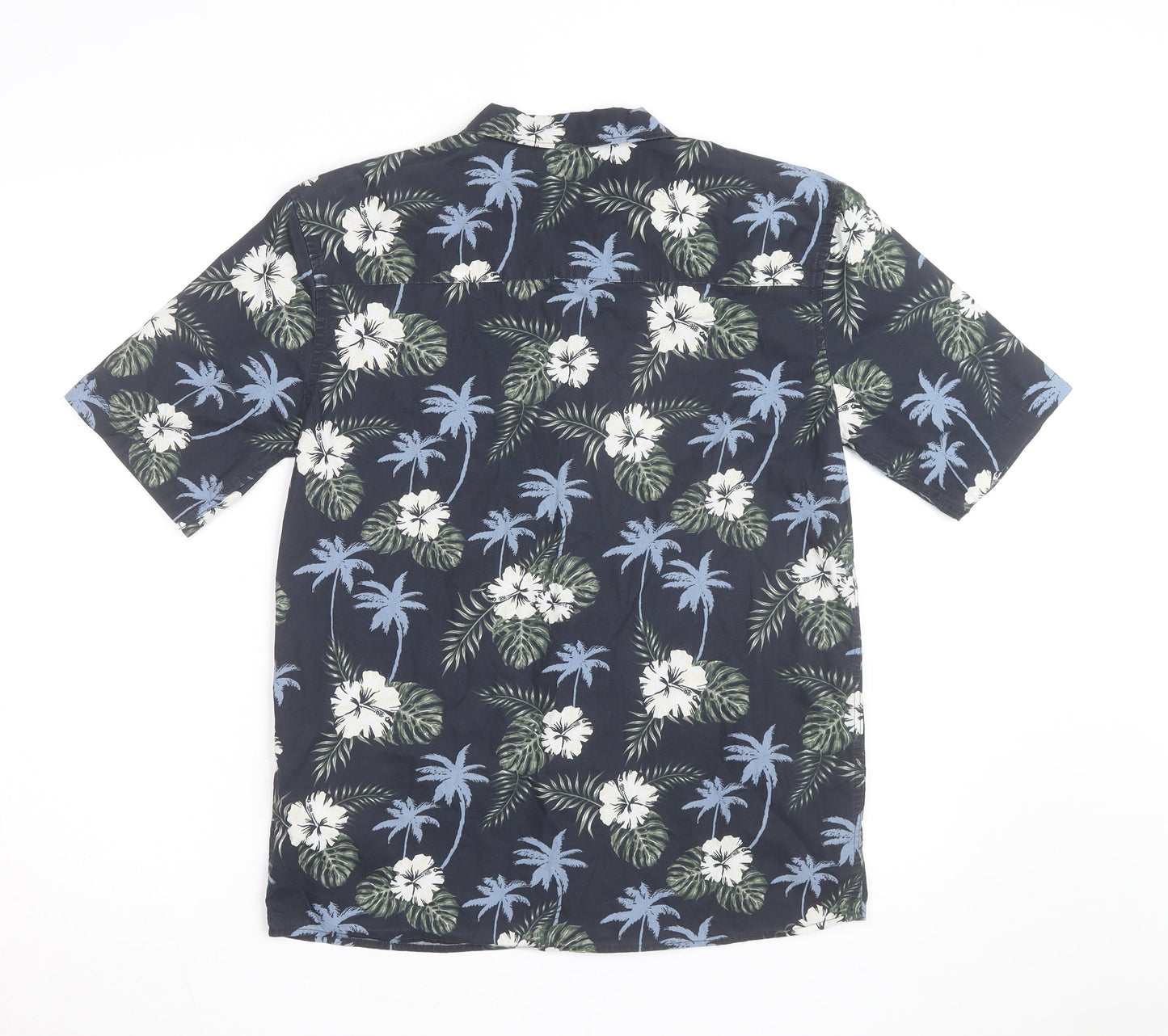 U.S. Polo Assn. Men's Blue Hawaiian Floral Cotton Short Sleeve Shirt Size S