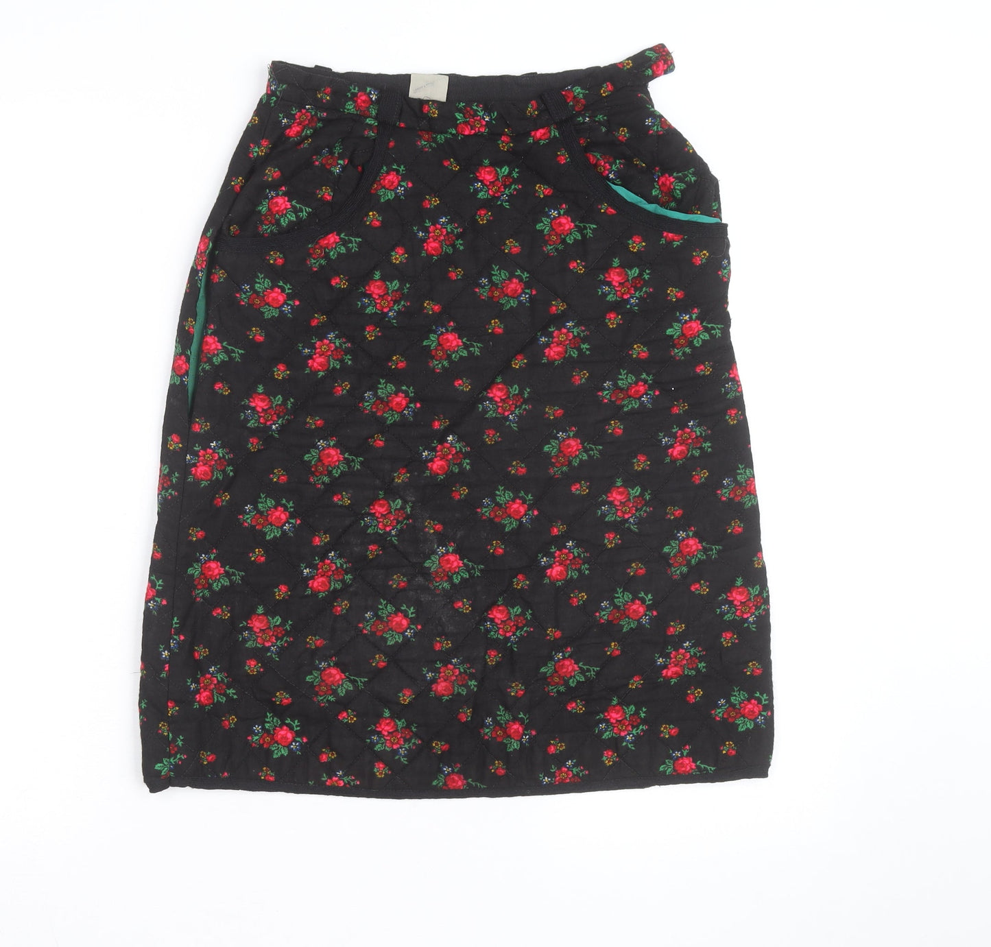 Hellweg Cherie Modell Womens Black Floral Quilted Knee Length Skirt Size 12