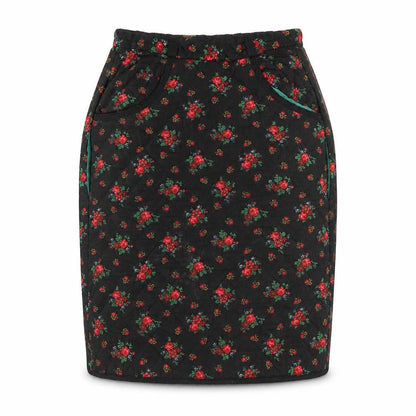 Hellweg Cherie Modell Womens Black Floral Quilted Knee Length Skirt Size 12