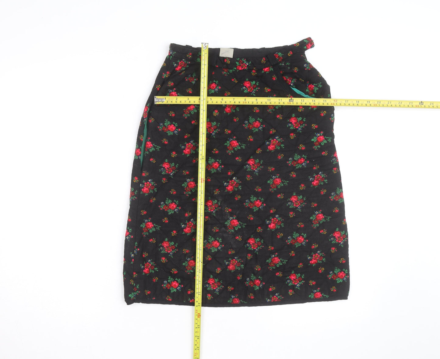 Hellweg Cherie Modell Womens Black Floral Quilted Knee Length Skirt Size 12
