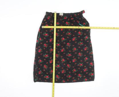 Hellweg Cherie Modell Womens Black Floral Quilted Knee Length Skirt Size 12