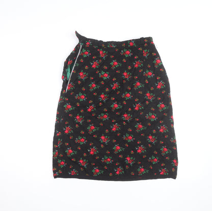 Hellweg Cherie Modell Womens Black Floral Quilted Knee Length Skirt Size 12