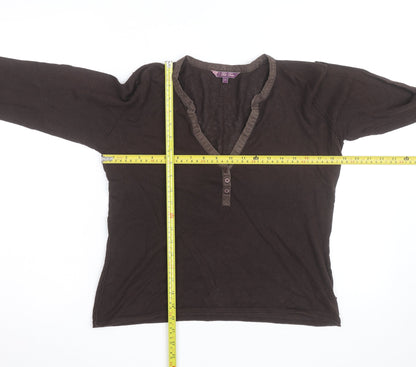 Fat Face Womens Brown Linen Cotton Henley Jumper Size 12
