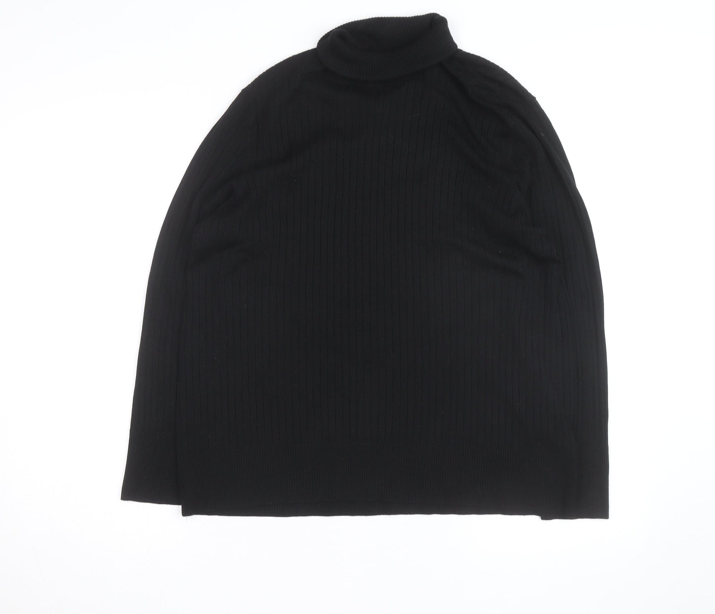Next Womens Black Roll Neck Ribbed Jumper Size 12 Classic Fit