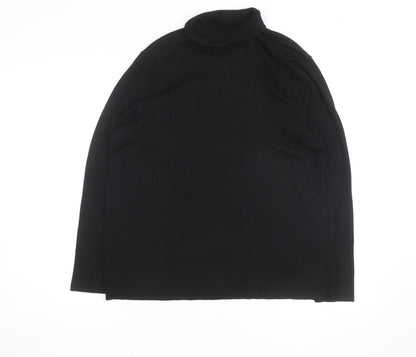 Next Womens Black Roll Neck Ribbed Jumper Size 12 Classic Fit