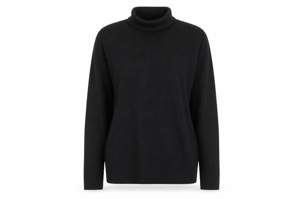 Next Womens Black Roll Neck Ribbed Jumper Size 12 Classic Fit