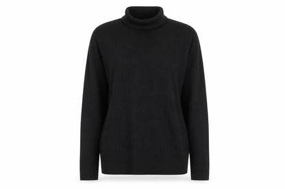 Next Womens Black Roll Neck Ribbed Jumper Size 12 Classic Fit