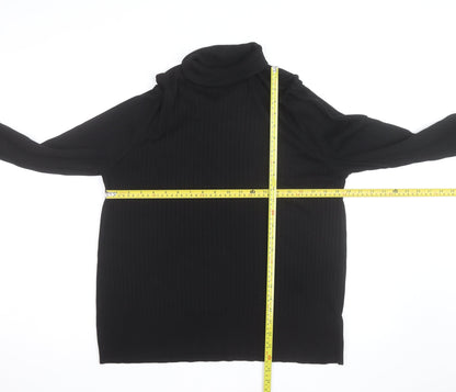 Next Womens Black Roll Neck Ribbed Jumper Size 12 Classic Fit