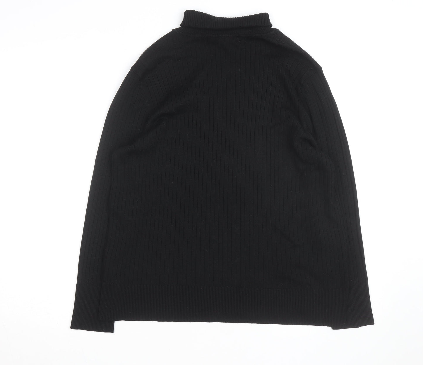 Next Womens Black Roll Neck Ribbed Jumper Size 12 Classic Fit
