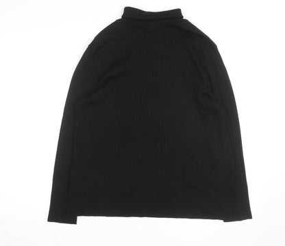 Next Womens Black Roll Neck Ribbed Jumper Size 12 Classic Fit