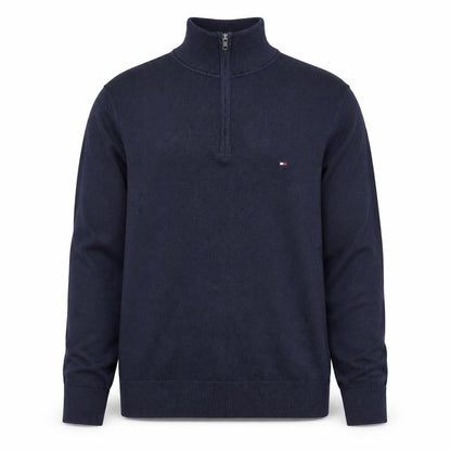 Tommy Hilfiger Men's Blue Cotton Half Zip Jumper Size M