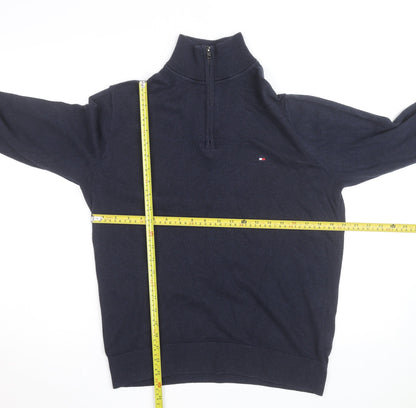 Tommy Hilfiger Men's Blue Cotton Half Zip Jumper Size M