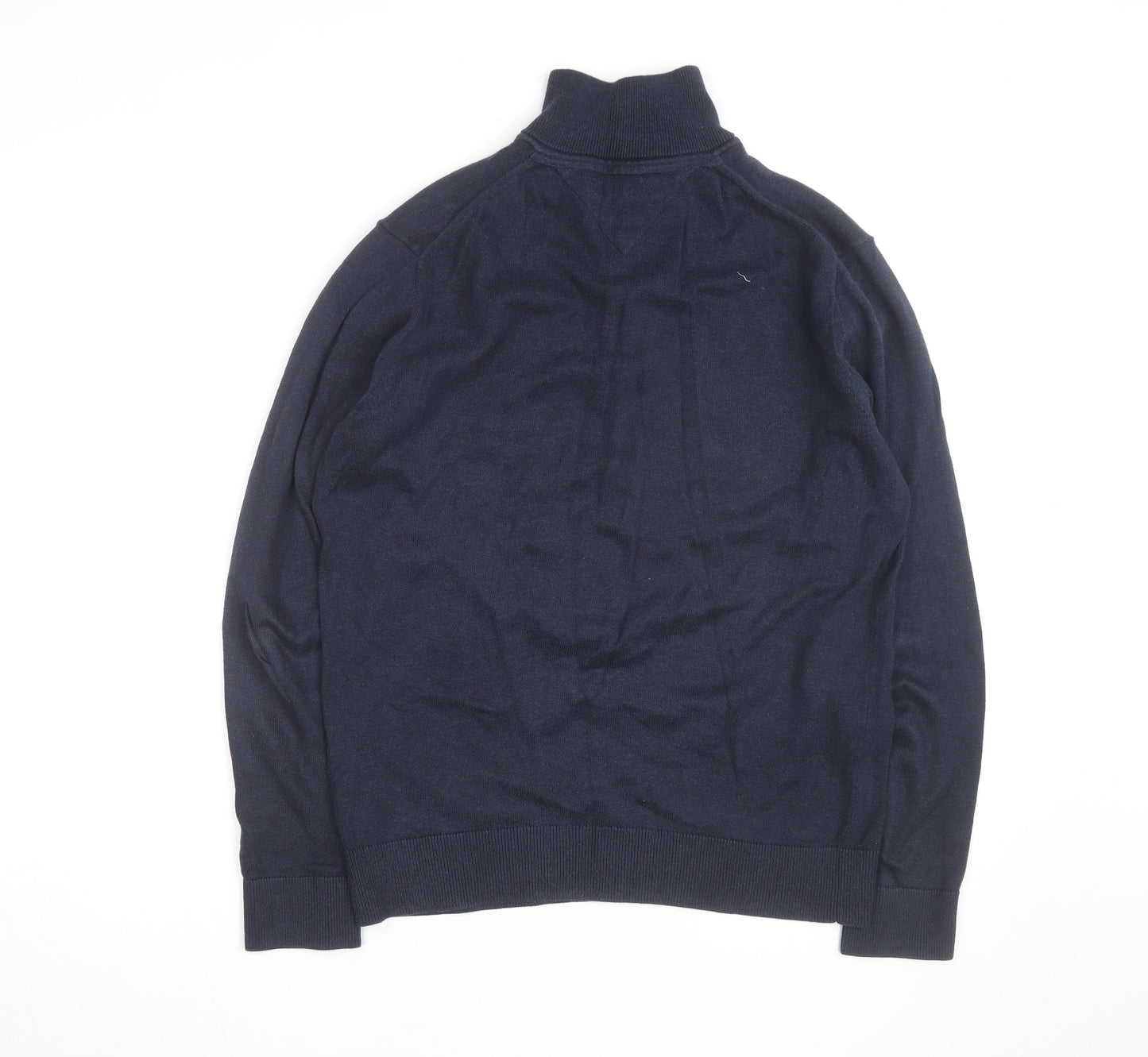 Tommy Hilfiger Men's Blue Cotton Half Zip Jumper Size M