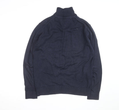 Tommy Hilfiger Men's Blue Cotton Half Zip Jumper Size M